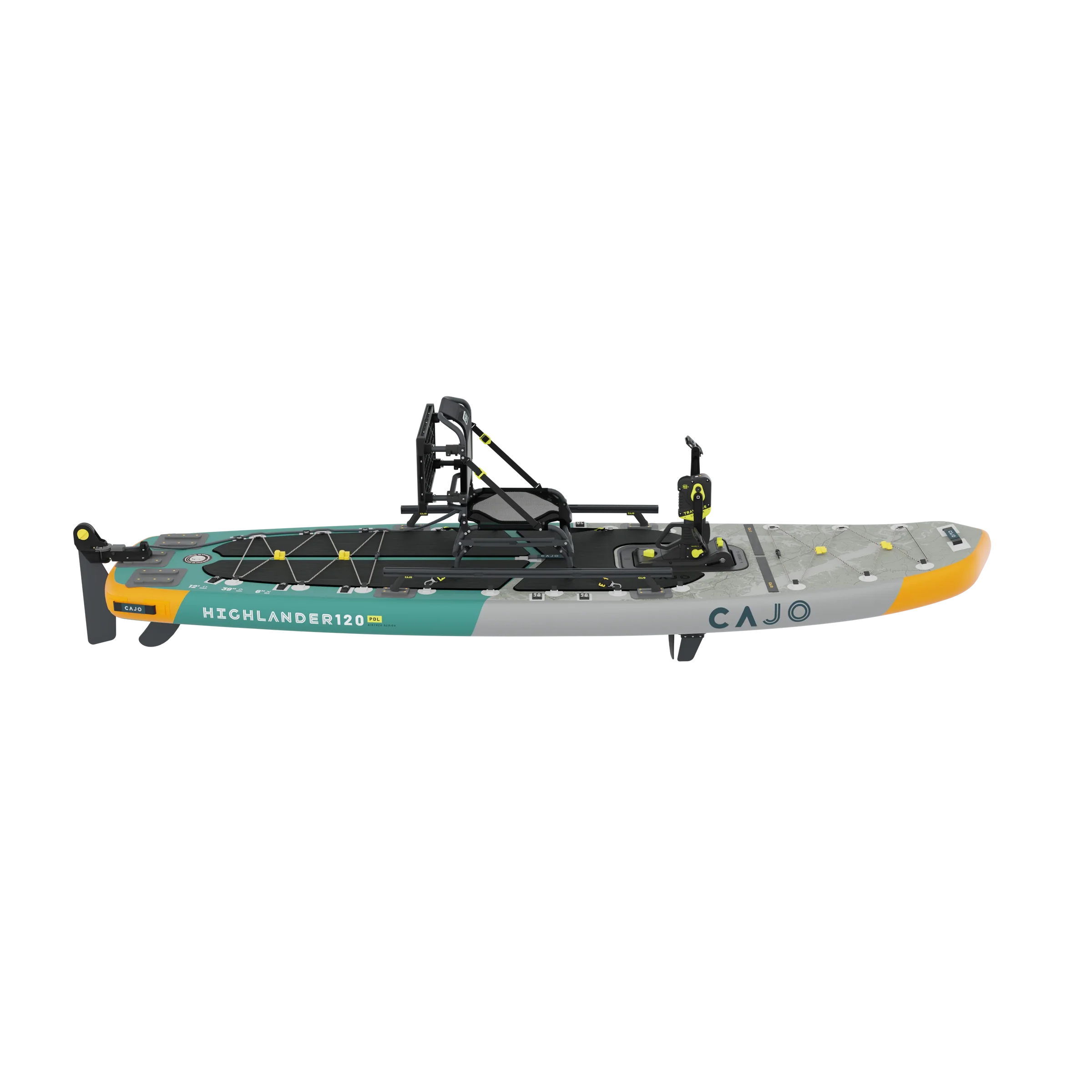 Highlander 100 AirTrek PDL Luftboot Angelkajak Sit on Top, TRAVERSE DRIVE - CAJO Kayaks